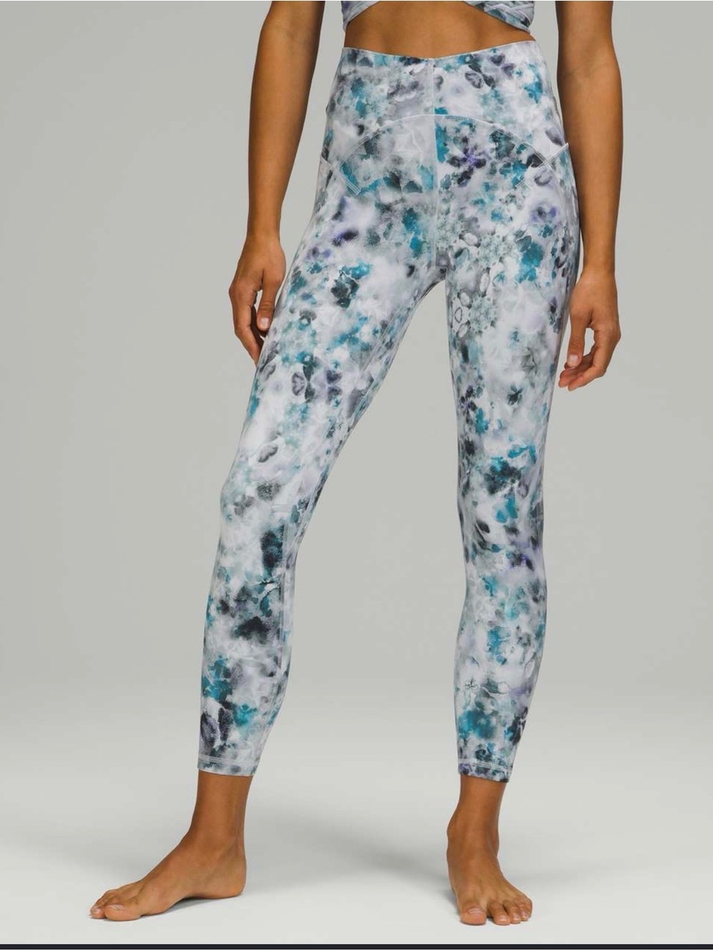 lululemon athletica High-Rise Marble Print Leggings - White, Teal & Gray